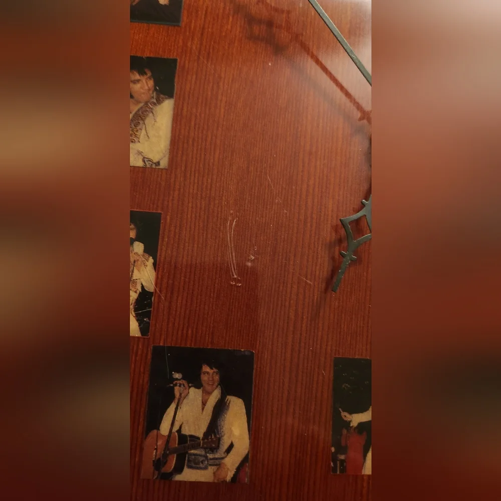 Vintage Elvis Presley Lacquered Wood Wall Clock 11.25x13.25x5/8th